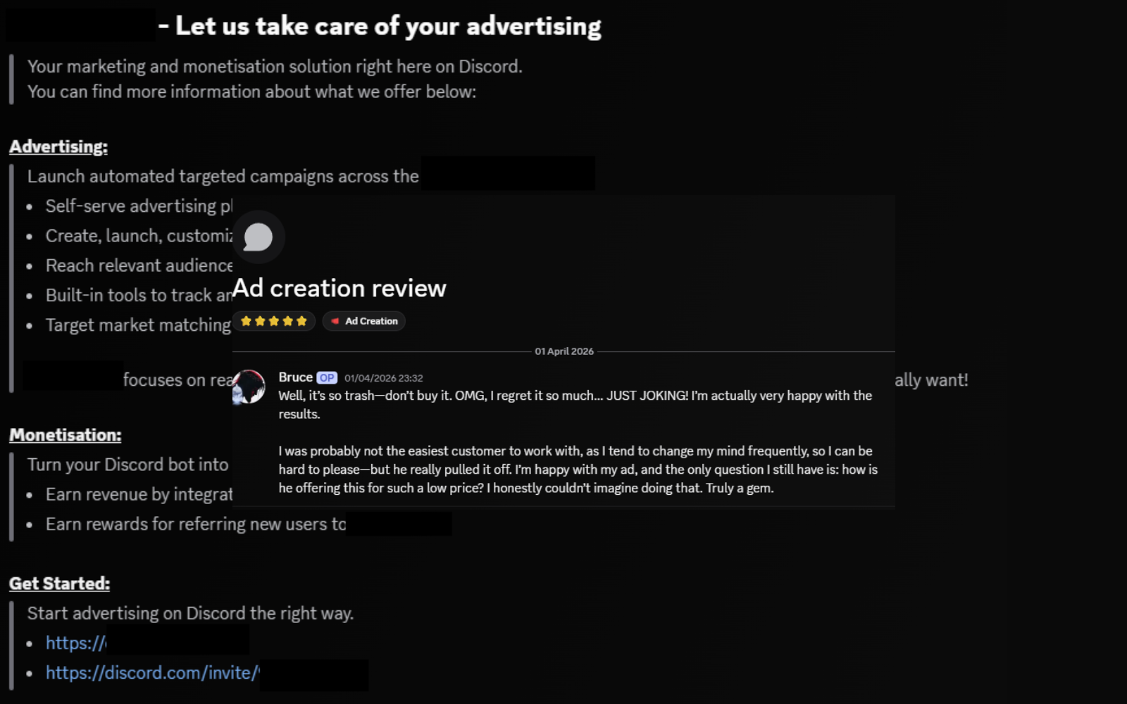 Advertisement Creation — Bruce